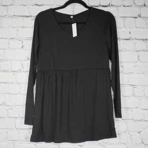 NWT - Women's Maternity Long Sleeve Round Neckline Top - Black